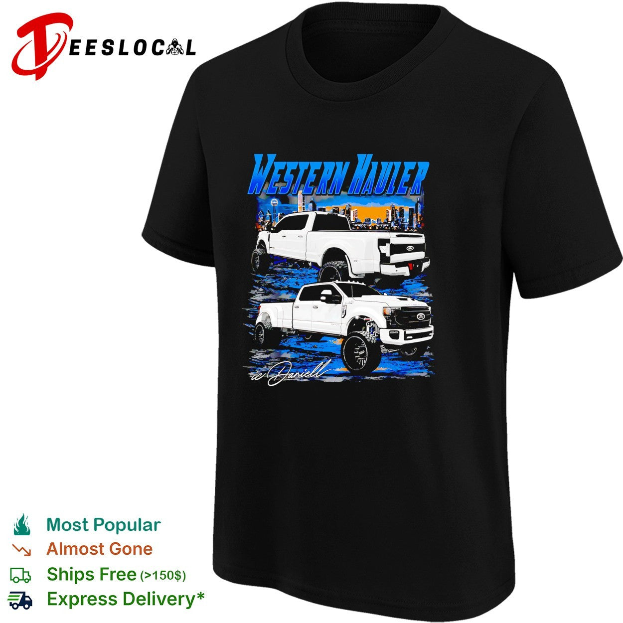 Ford western hauler truck city skyline shirt