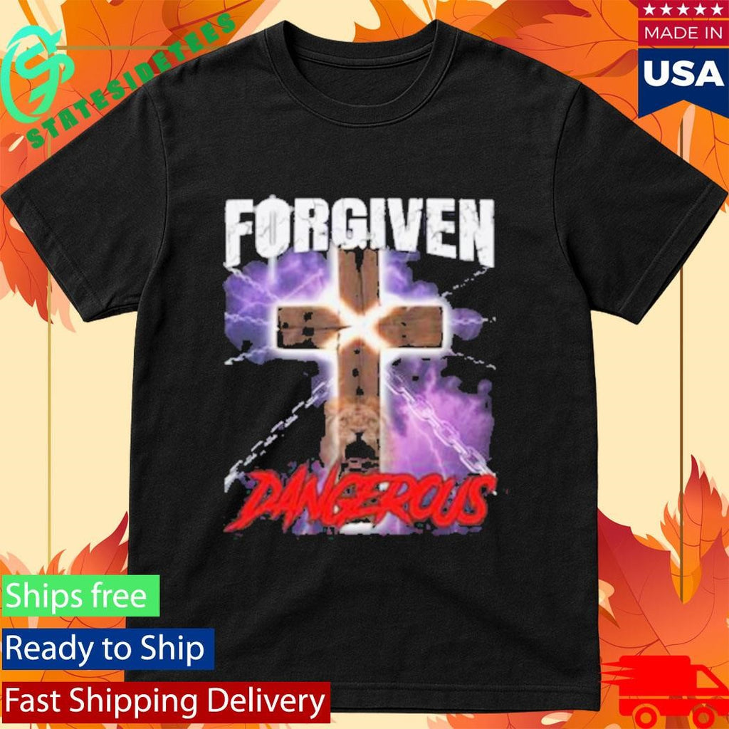 Forgiven &amp; Dangerous Christian Lion Cross Shirt
