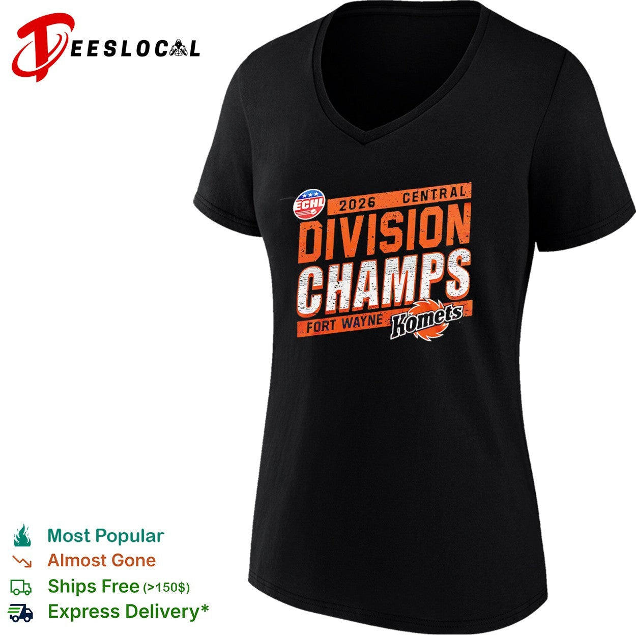 Fort Wayne Komets 2026 Central Division Champs ECHL Hockey League Champion shirt