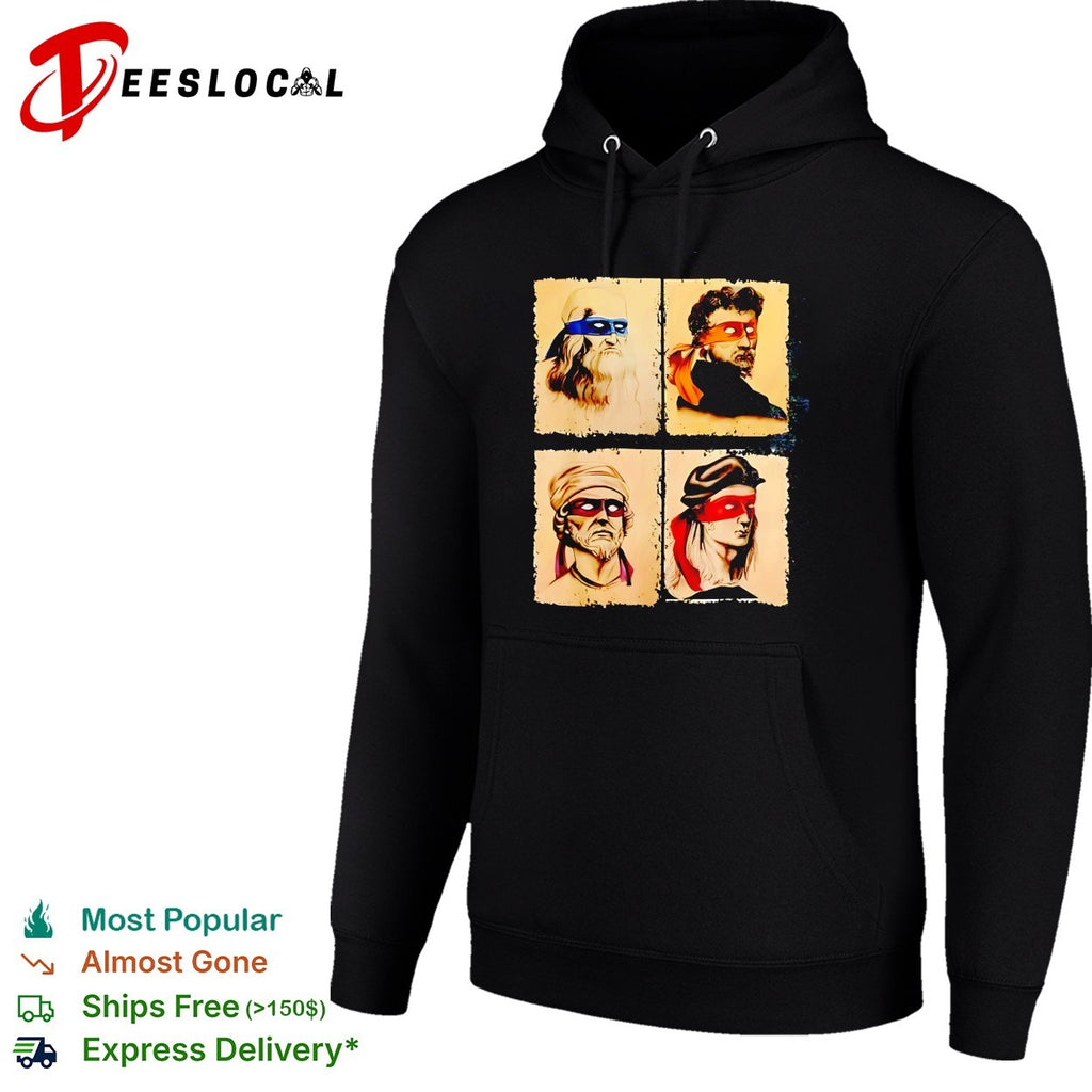 Four masked vigilante portraits bandana colors renaissance art shirt