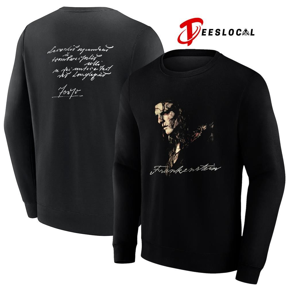 Frankenstein portrait graphic text shirt