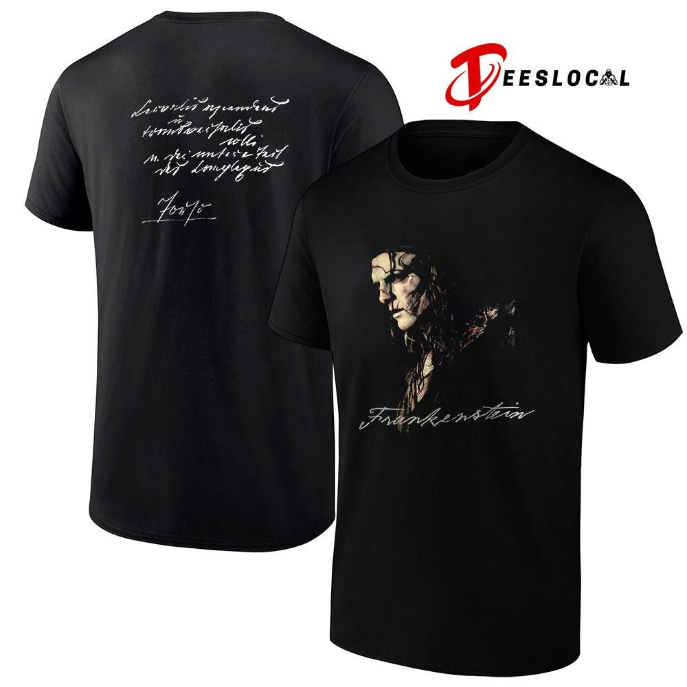 Frankenstein portrait graphic text shirt
