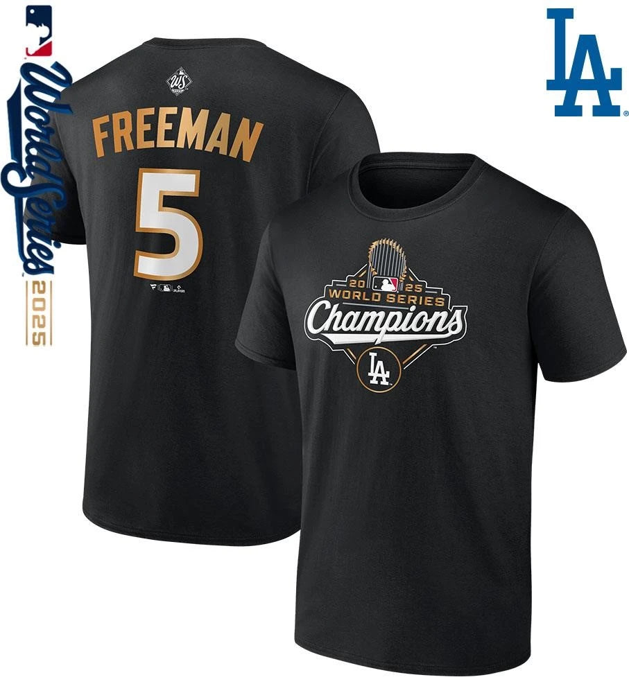 Freddie Freeman Los Angeles Dodgers 2025 World Series Champions Name &amp; Number T-Shirt