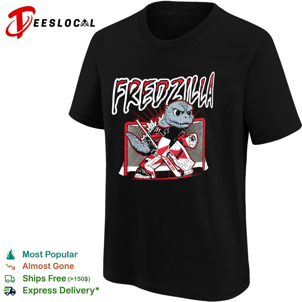 Fredzilla Godzilla Hockey Goalie shirt