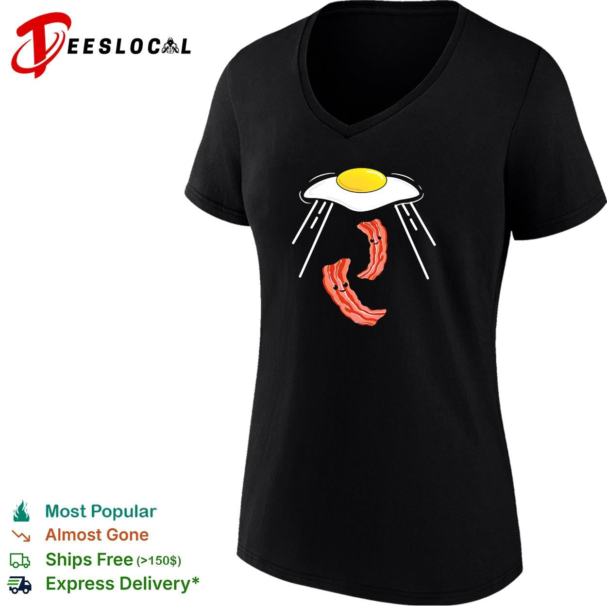 Fried egg alien abduction bacon strips shirt