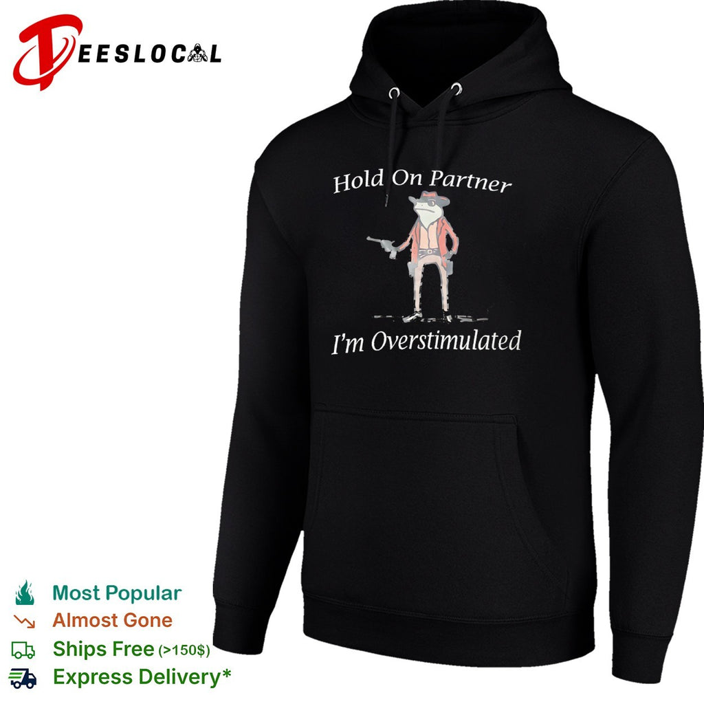 Frog hold on partner im overstimulated cowboy gun shirt