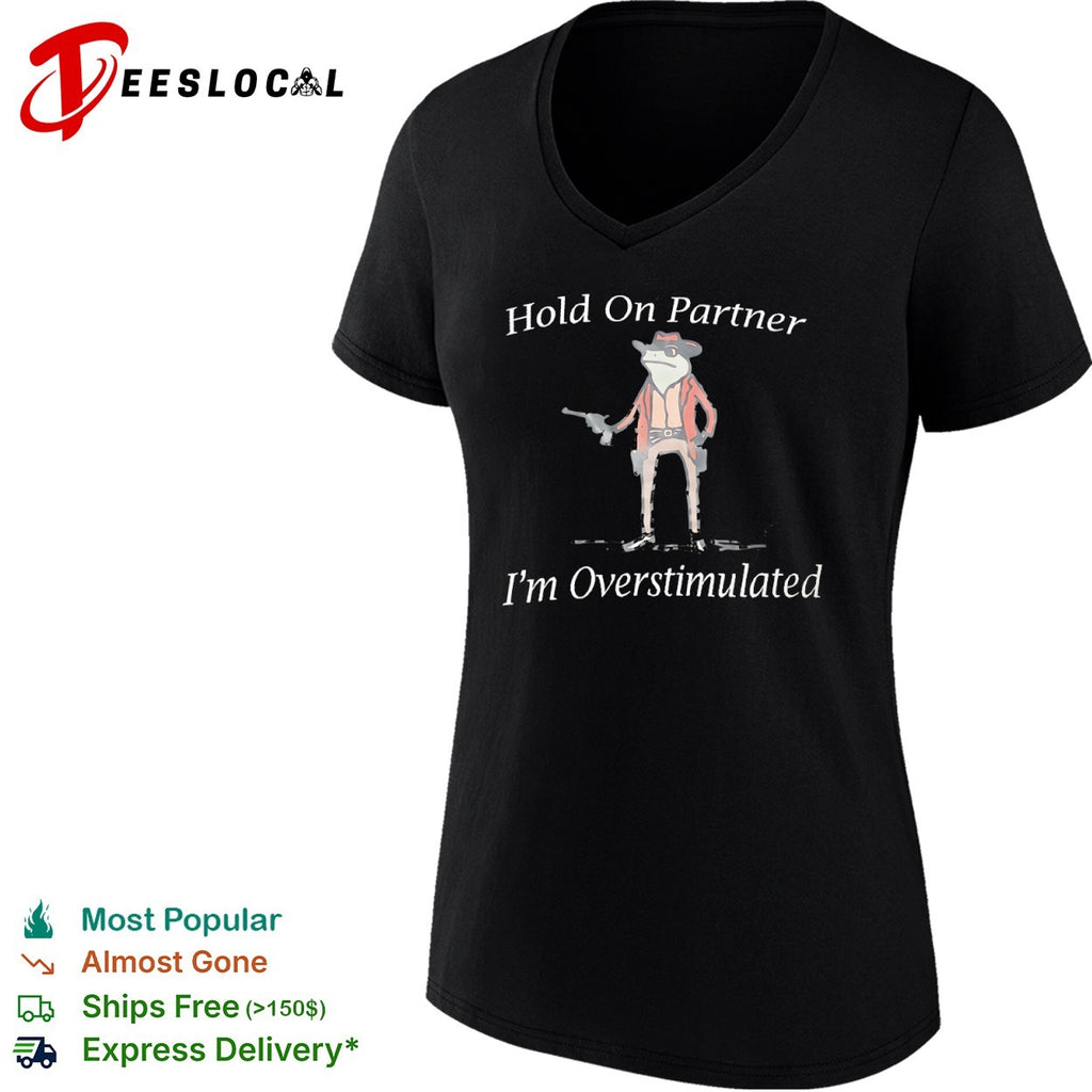 Frog hold on partner im overstimulated cowboy gun shirt