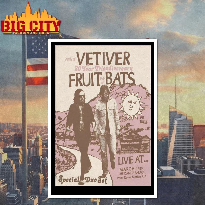 Fruit Bats And Vetiver Mar 14 2026 The Dance Palace in Point Reyes CA Poster shirt