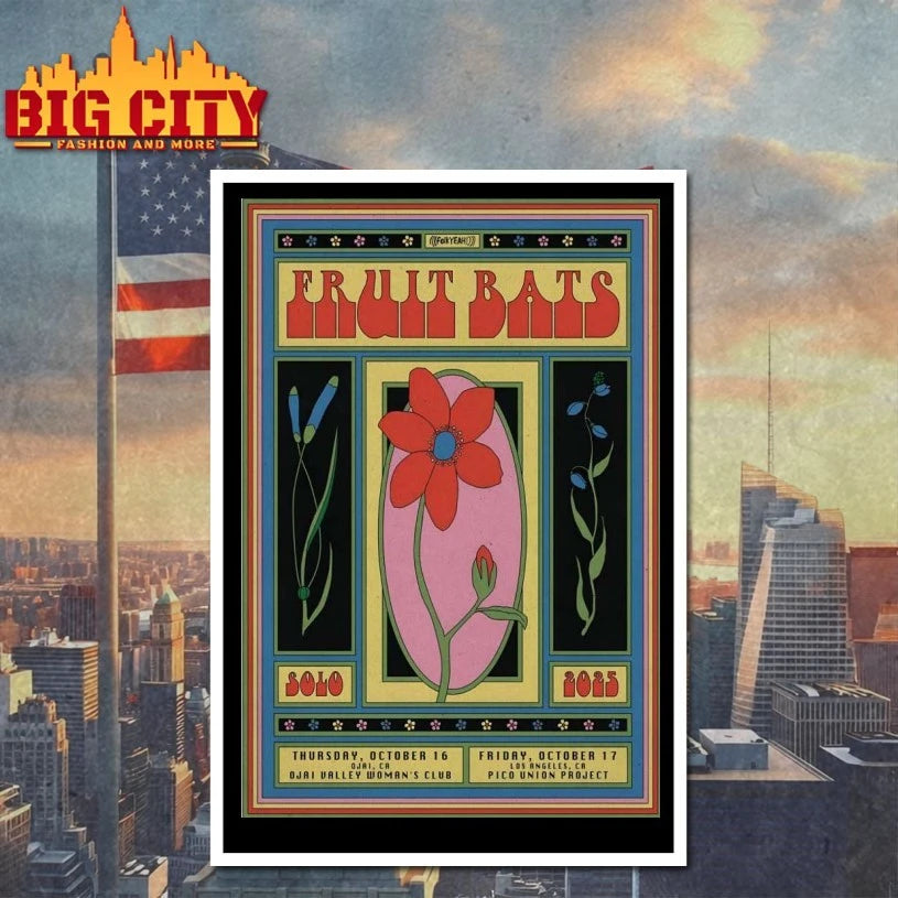 Fruit Bats Oct 16-17 2025 Ojai CA And Los Angeles CA Poster Shirt