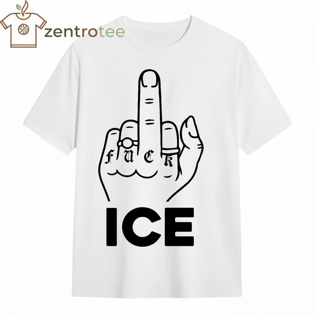 Fuck ICE one finger on one hand shirt