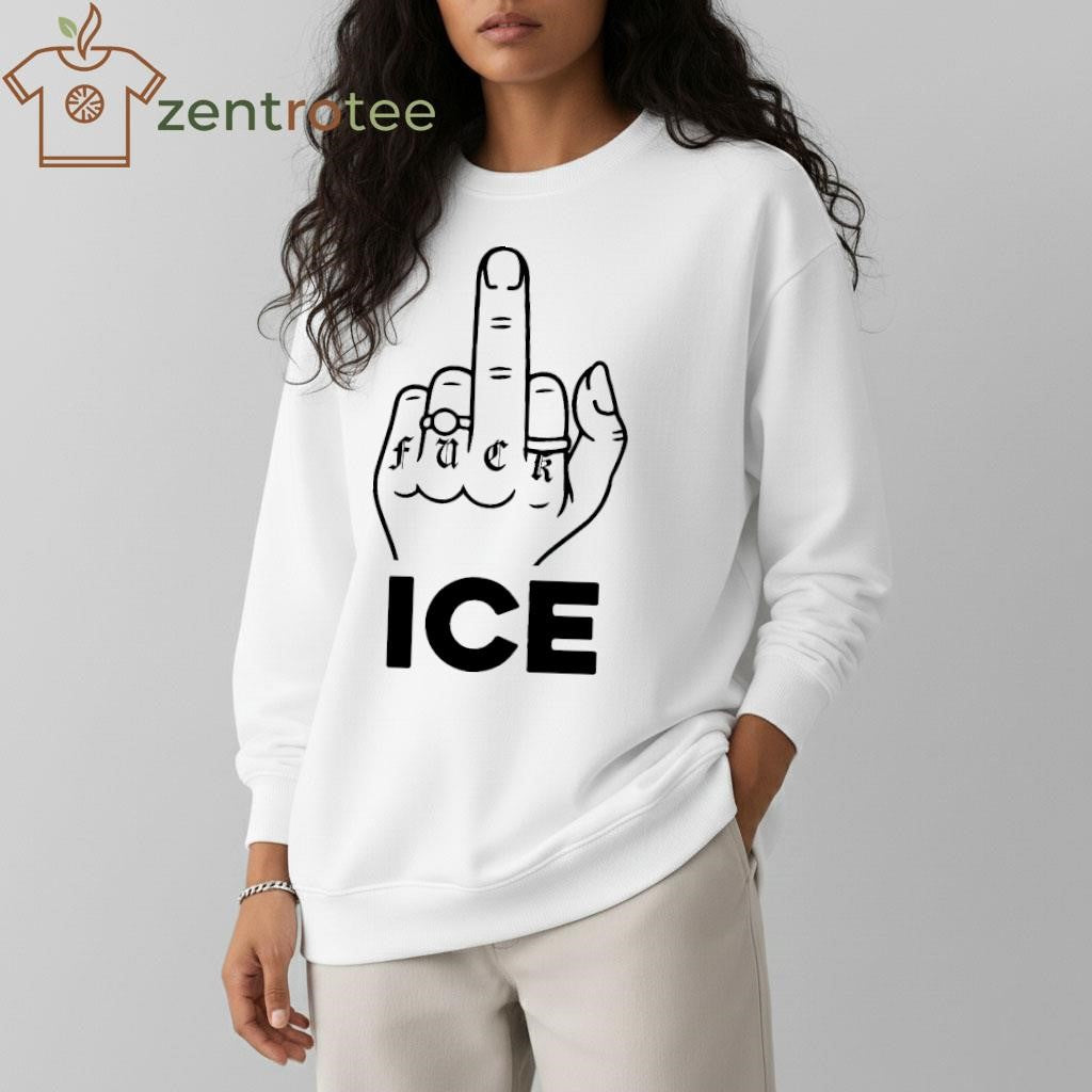 Fuck ICE one finger on one hand shirt