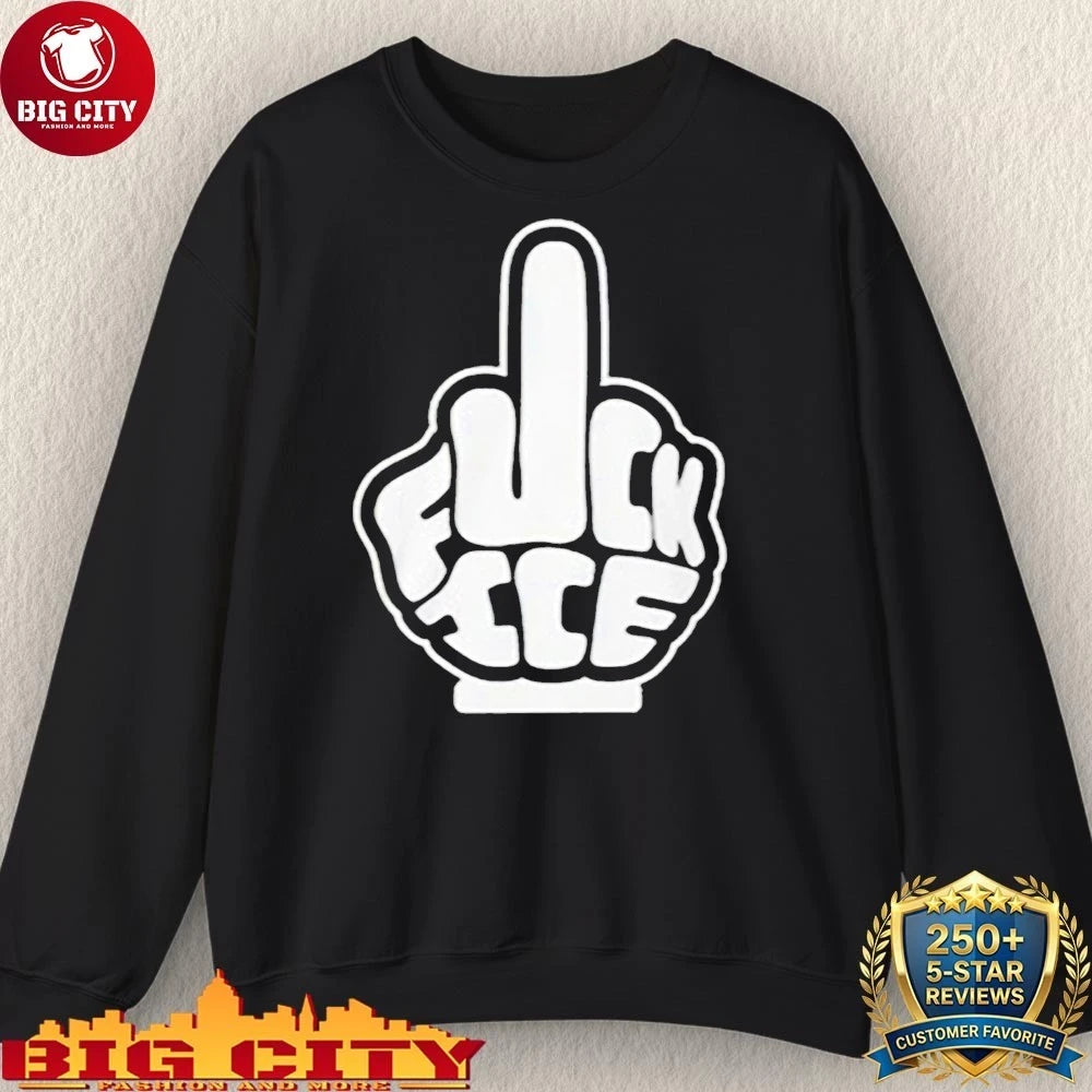 Fuck Ice hand black and white shirt