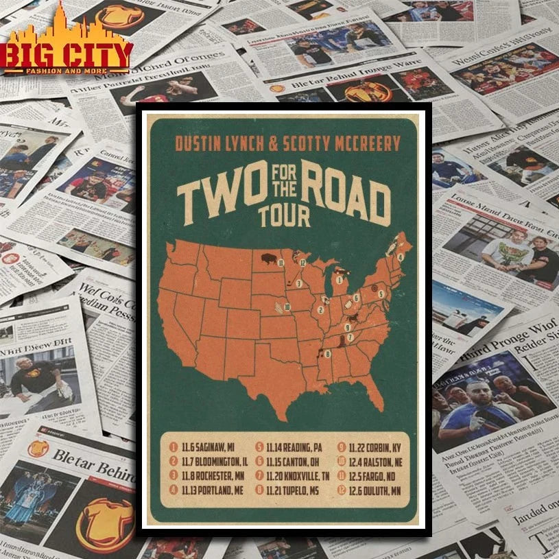 Funny Dustin Lynch &amp; Scotty McCreery Road Tour 2025 Poster Shirts