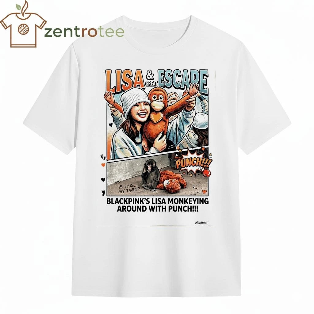 Funny Nkctees Lisa Blackpink Monkeying Around With Punch T-Shirt – 100% Premium Cotton – Streetwear Style