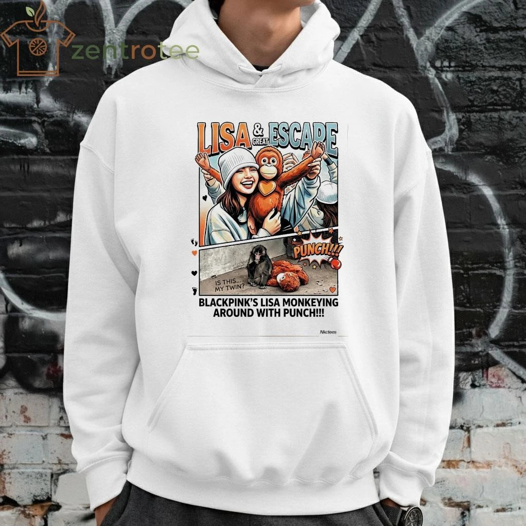 Funny Nkctees Lisa Blackpink Monkeying Around With Punch T-Shirt – 100% Premium Cotton – Streetwear Style