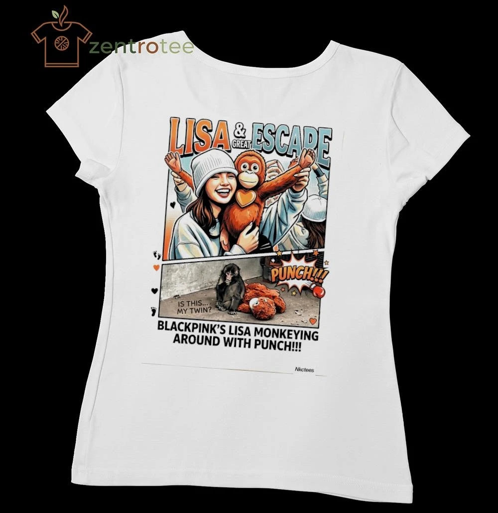 Funny Nkctees Lisa Blackpink Monkeying Around With Punch T-Shirt – 100% Premium Cotton – Streetwear Style