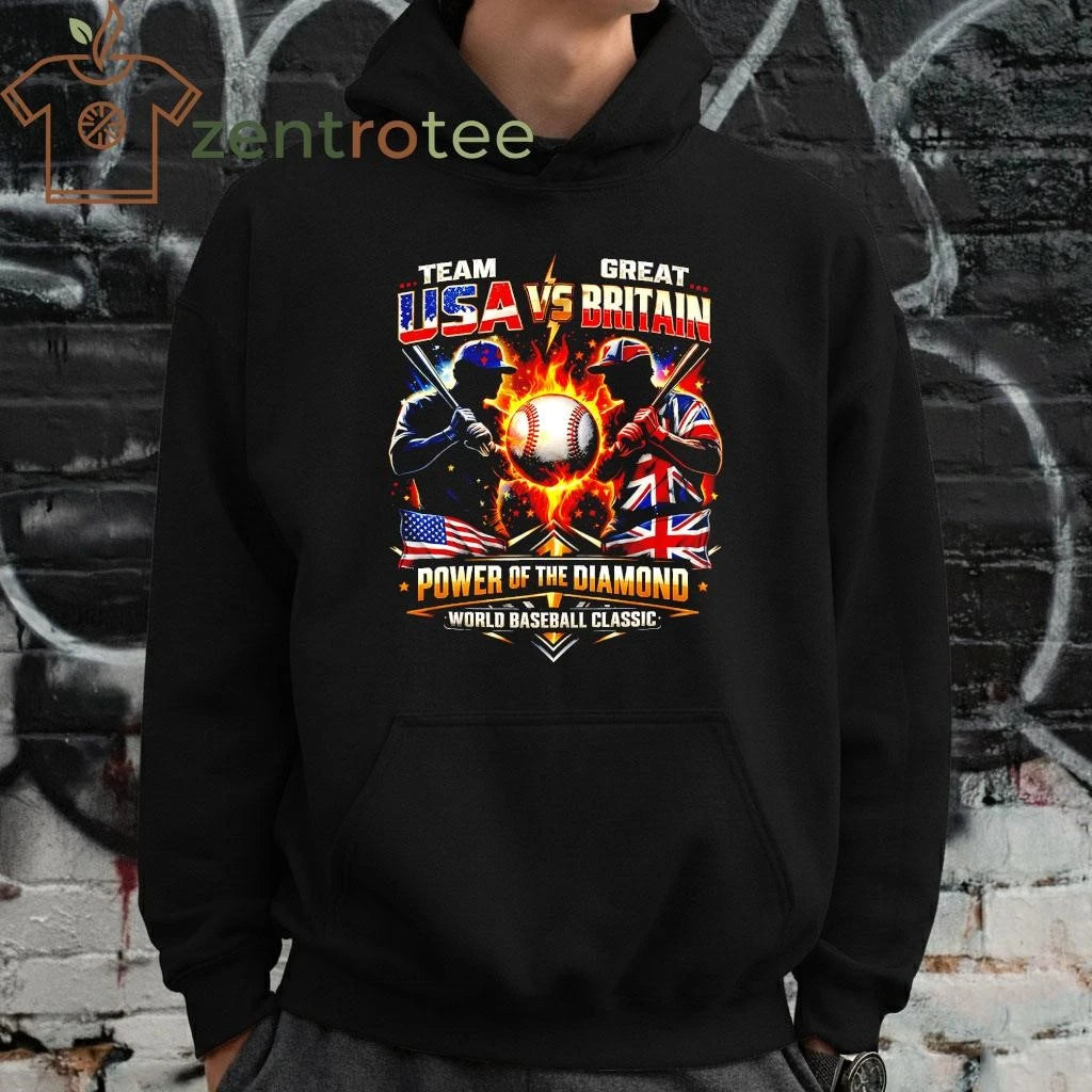 Funny Team USA vs Great Britain World Baseball Classic Power of the Diamond T-Shirt