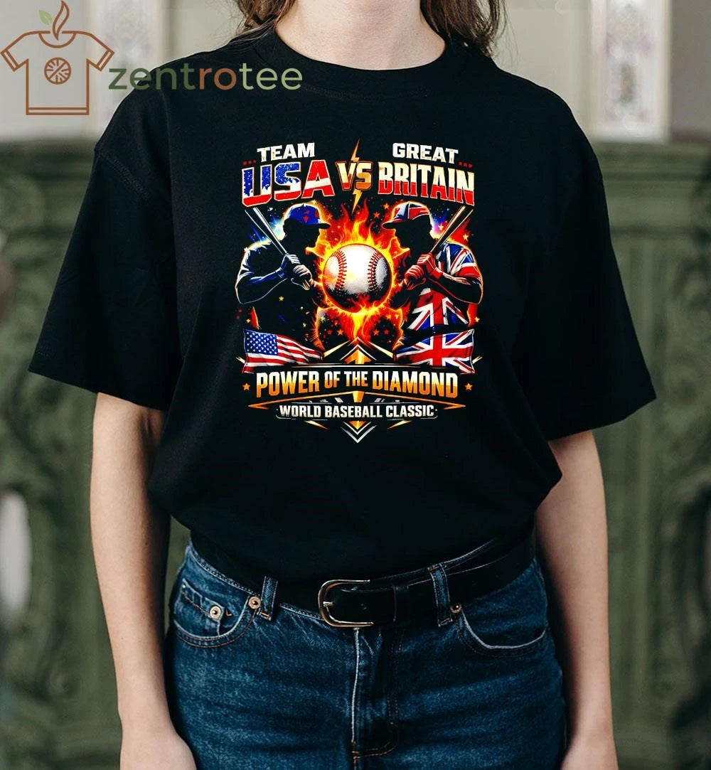 Funny Team USA vs Great Britain World Baseball Classic Power of the Diamond T-Shirt