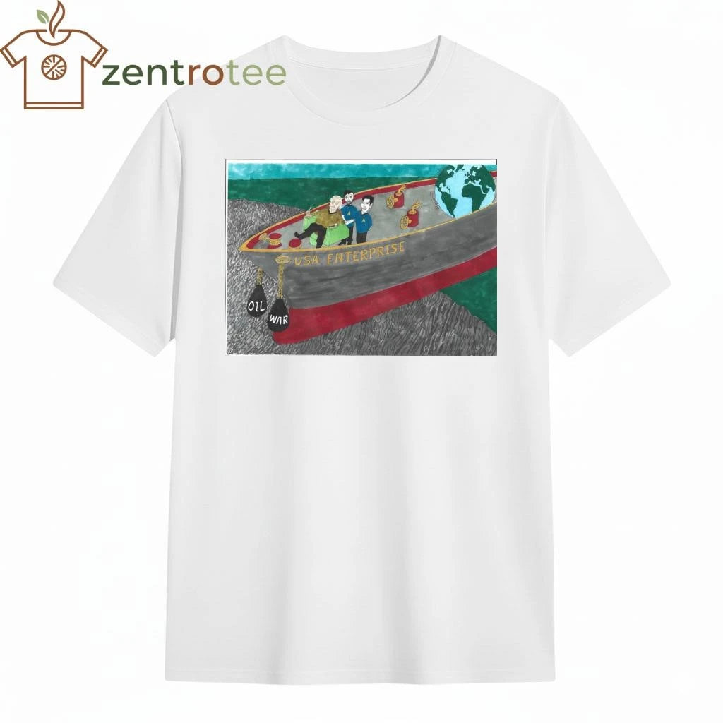 Funny USA enterprise ship oil war Trump tee