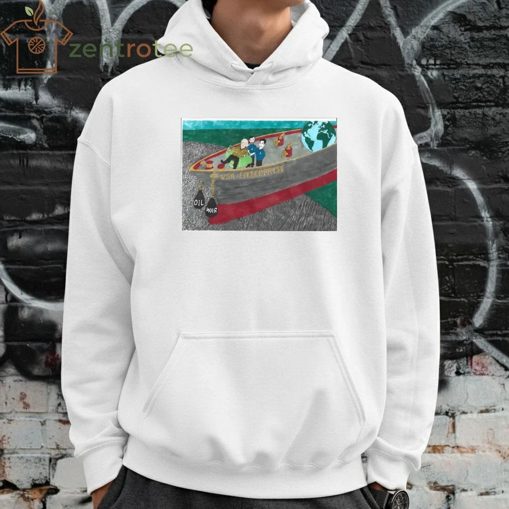 Funny USA enterprise ship oil war Trump tee