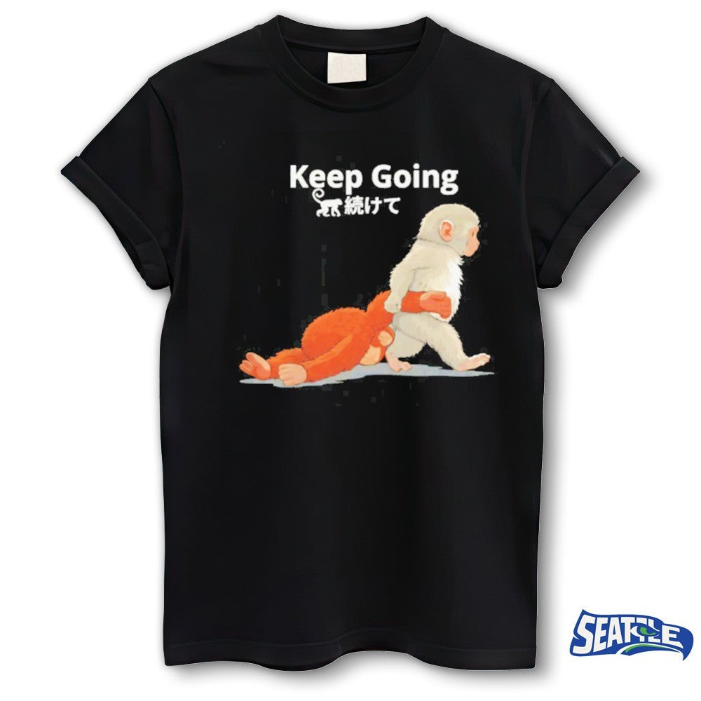 Fuuny Keep Going Monkey Punch Baby Monkey Holding Plush Toy Japanese Graphic shirt