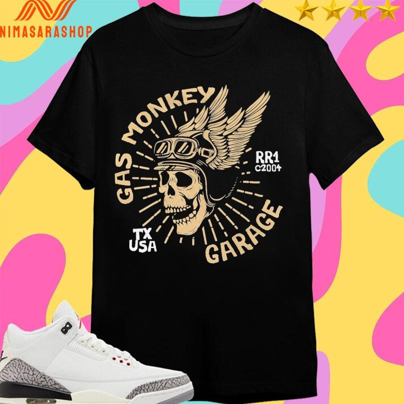 Gas Monkey Garage Texas USA Rr1 C2004 Skull Logo Shirts