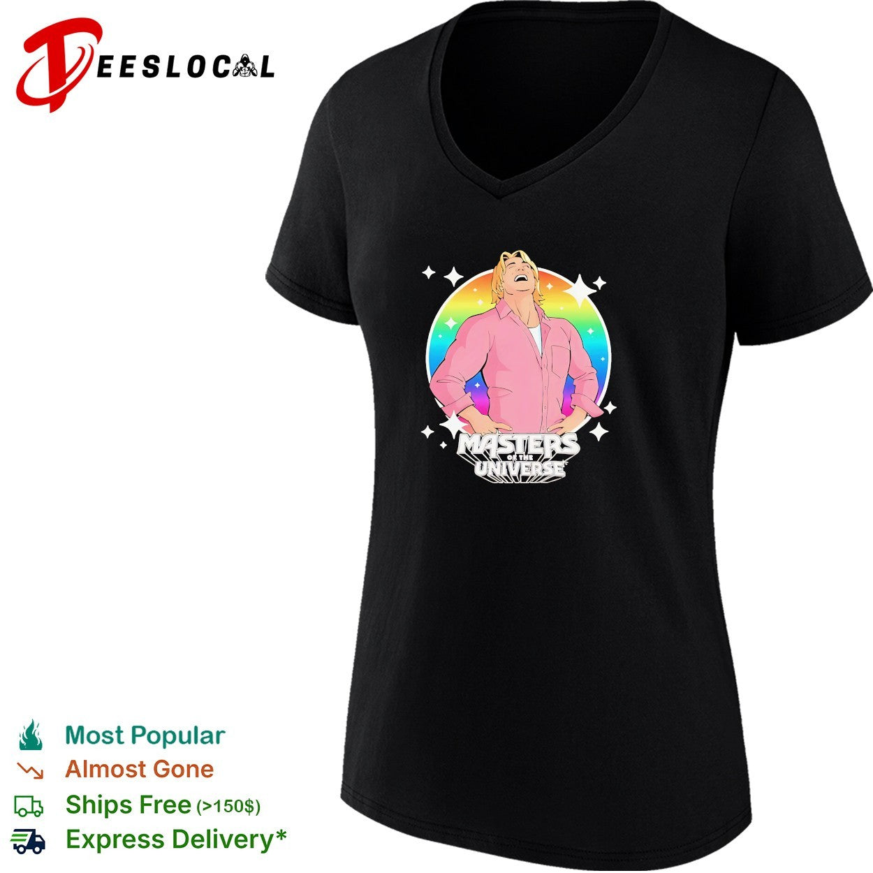 Gay man laughing Masters of the universe rainbow shirt