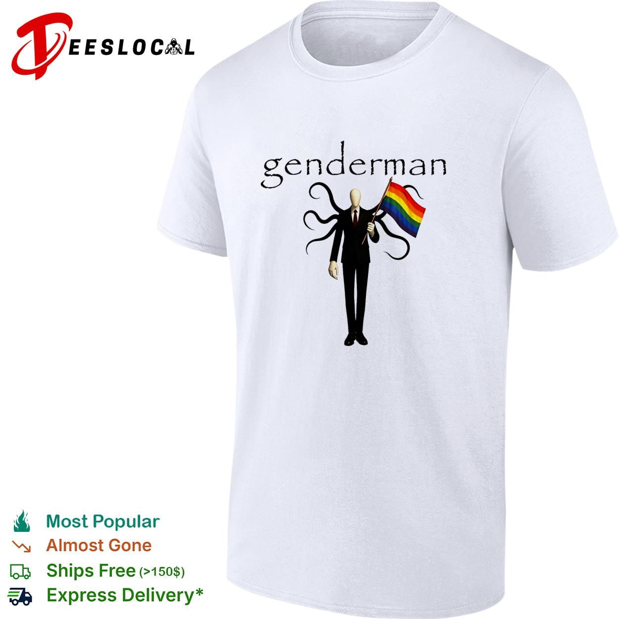Genderman holding LGBT flag gay shirt