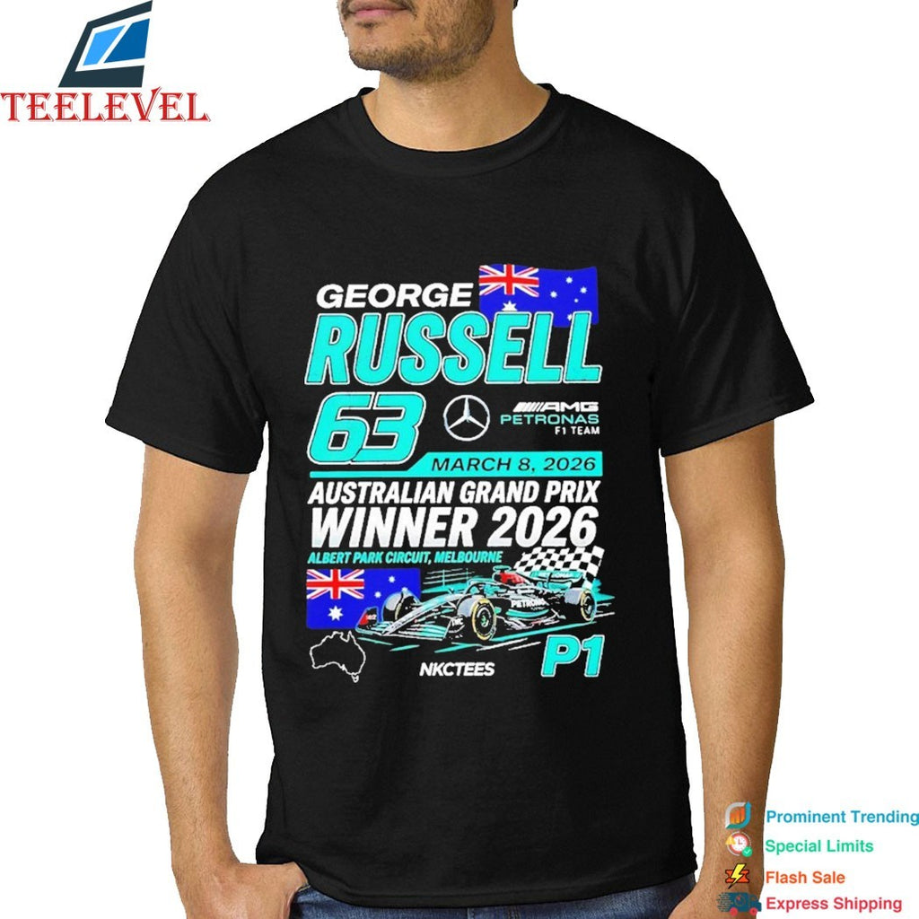 George Russell AMG Petronas F1 Team P1 Australian Grand Prix 2026 Champions T-shirts