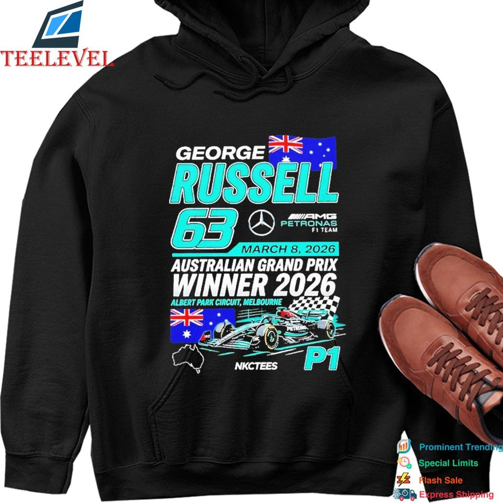 George Russell AMG Petronas F1 Team P1 Australian Grand Prix 2026 Champions T-shirts