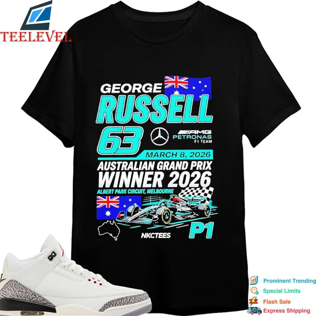 George Russell AMG Petronas F1 Team P1 Australian Grand Prix 2026 Champions T-shirts