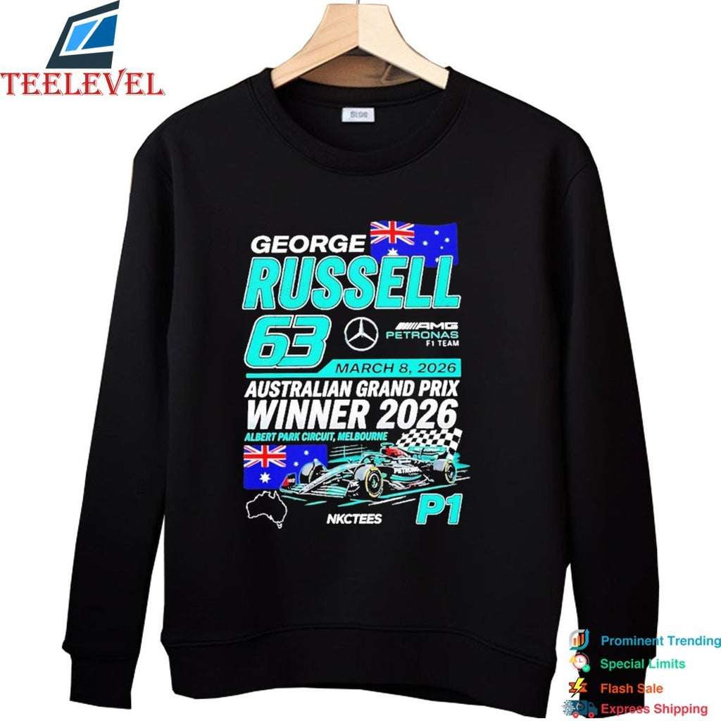 George Russell AMG Petronas F1 Team P1 Australian Grand Prix 2026 Champions T-shirts