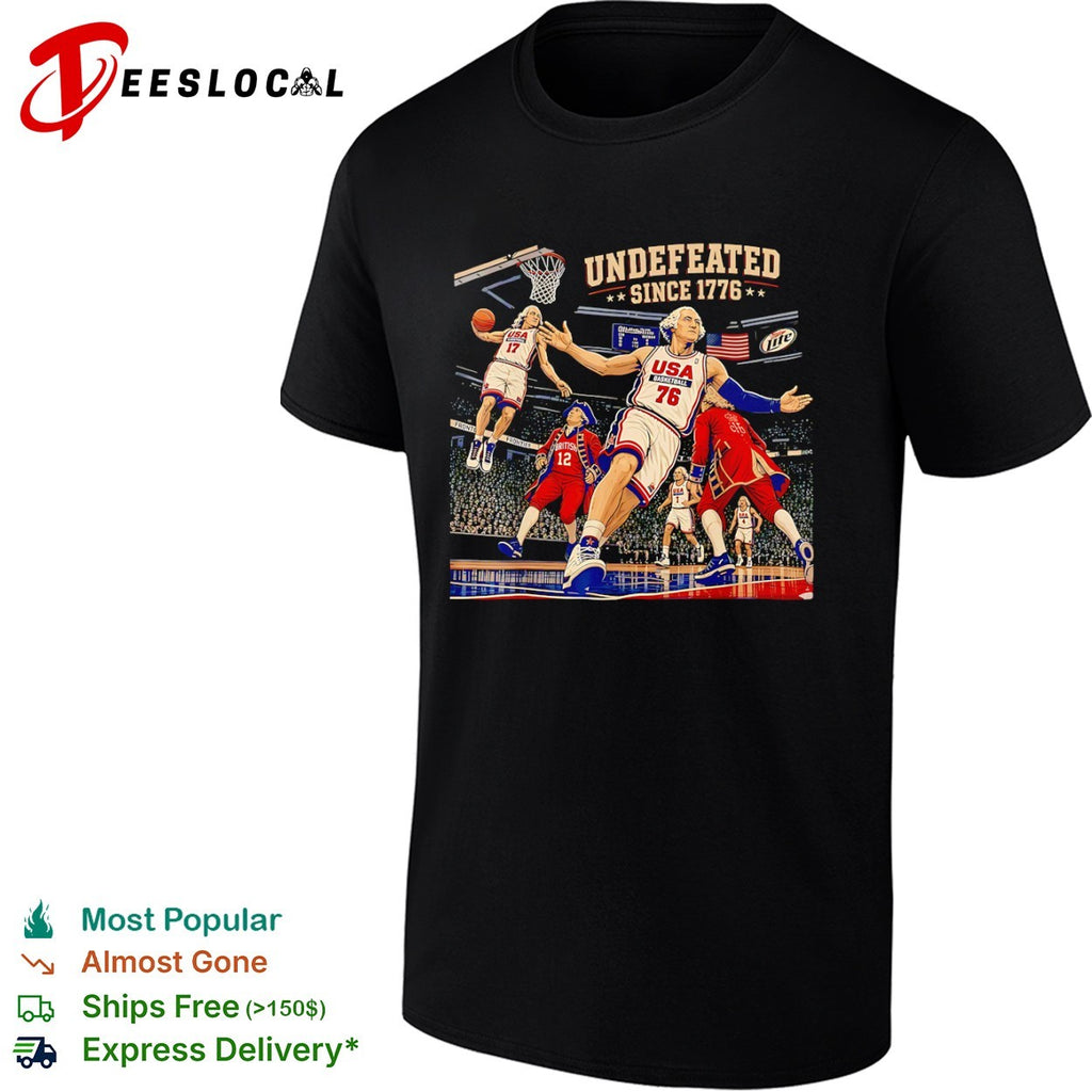 George Washington USA Basketball Undefeated Since 1776 British 12 Parody shirt