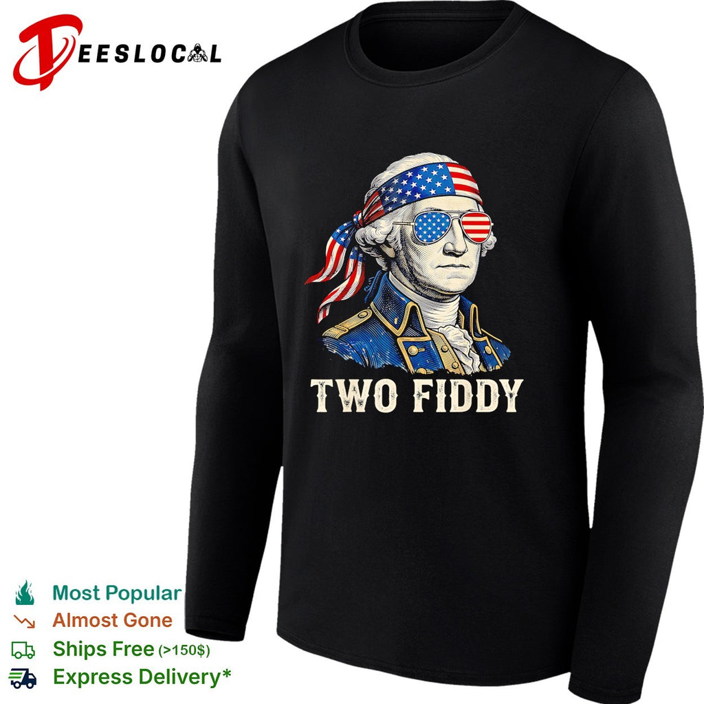 George Washington wearing flag bandana Two Fiddy shirt