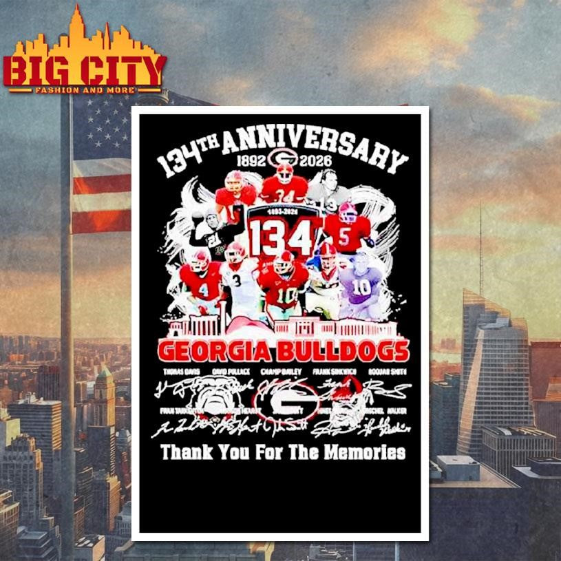 Georgia Bulldogs 134th Anniversary 1892-2026 Commemorative Signatures Players Shirt