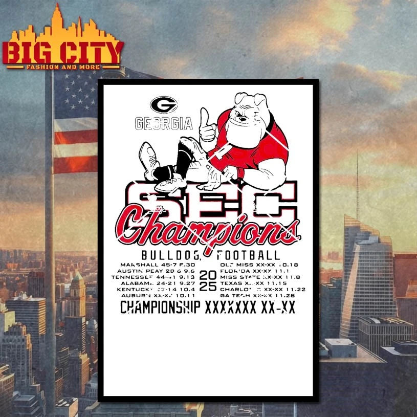 Georgia Bulldogs 2025 SEC Football Champions Recap Mascot shirt