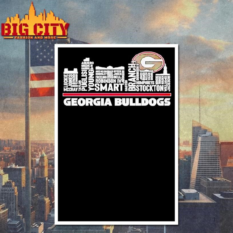 Georgia Bulldogs Football Name Players Shape Skyline City Shirt