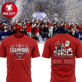 Georgia Bulldogs Football SEC Conference 2025 Champions Back2Back Two Sided Shirt