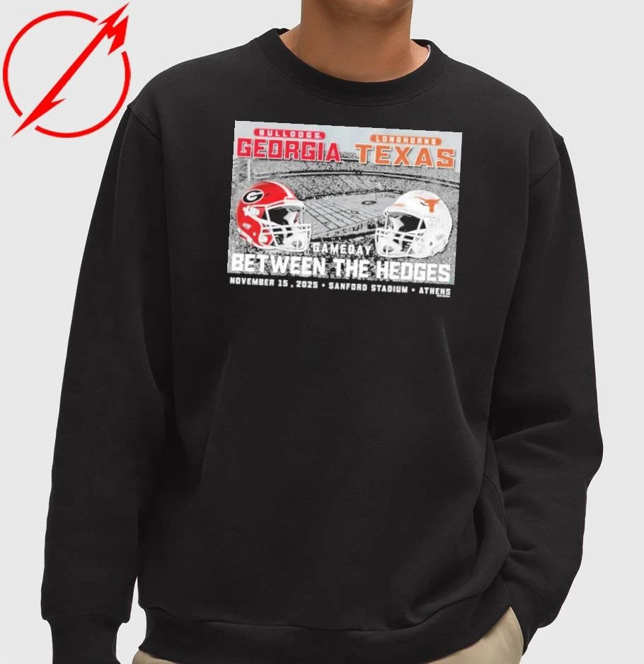 Georgia Bulldogs vs Texas Longhorns 2025 Between the Hedges Gameday T-Shirt