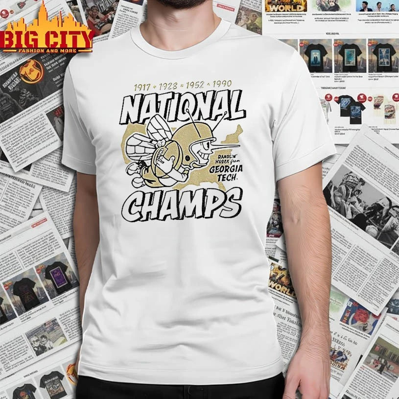 Georgia Tech Yellow Jackets Football National Champs 1917 1928 1952 1990 shirt