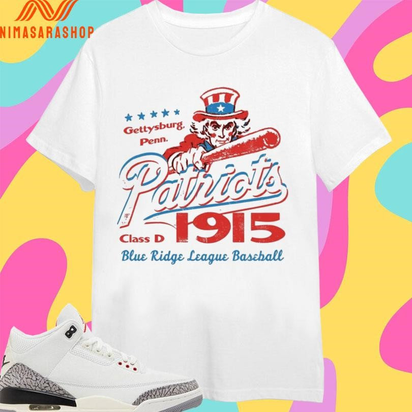 Gettysburg Penn Patriots Class D 1915 Blue Ridge League Baseball Shirts