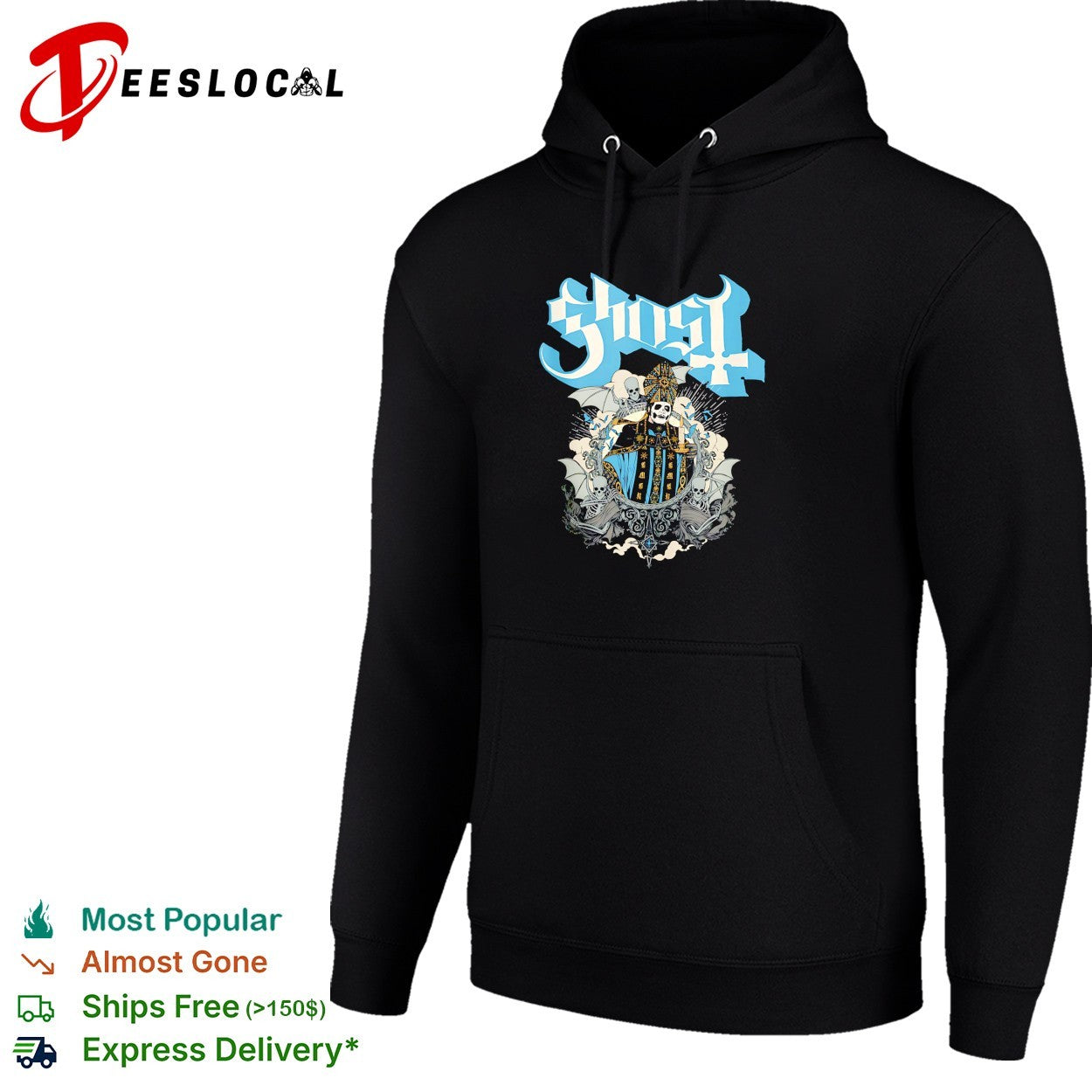 Ghost band skeleton pope crest shirt