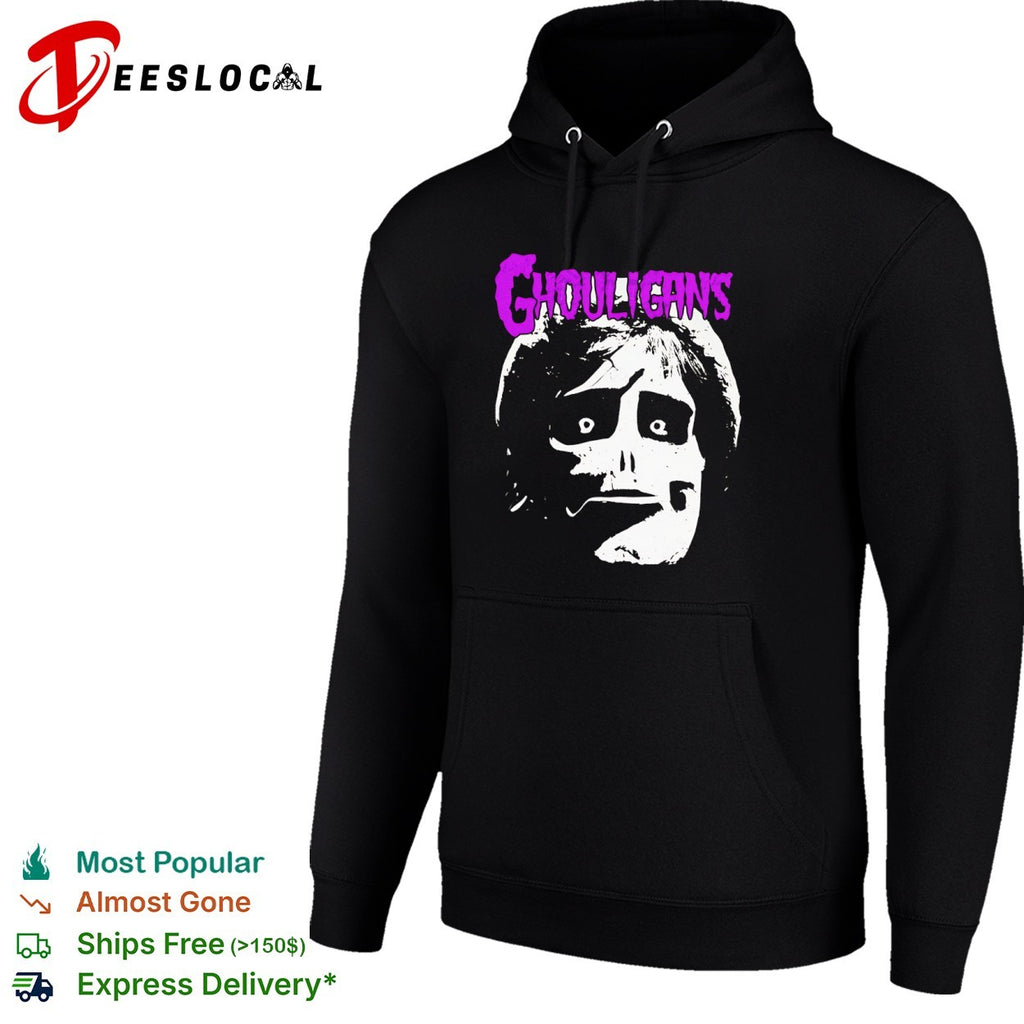Ghouligans classic horror punk skull face purple typography shirt