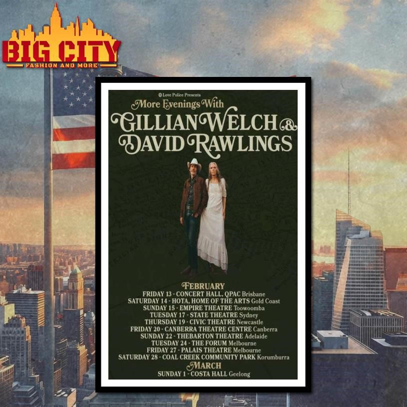 Gillian Welch and David Rawlings Feb and March 2026 Poster shirt
