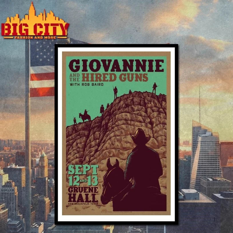 Giovannie &amp; The Hired Guns Sept 12-13 2025 Gruene Hall New Braunfels Texas Poster shirt