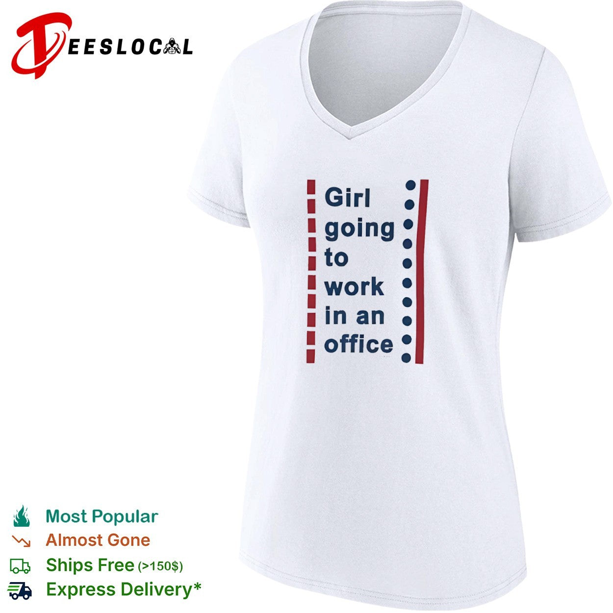 Girl going to work in an office lines shirt