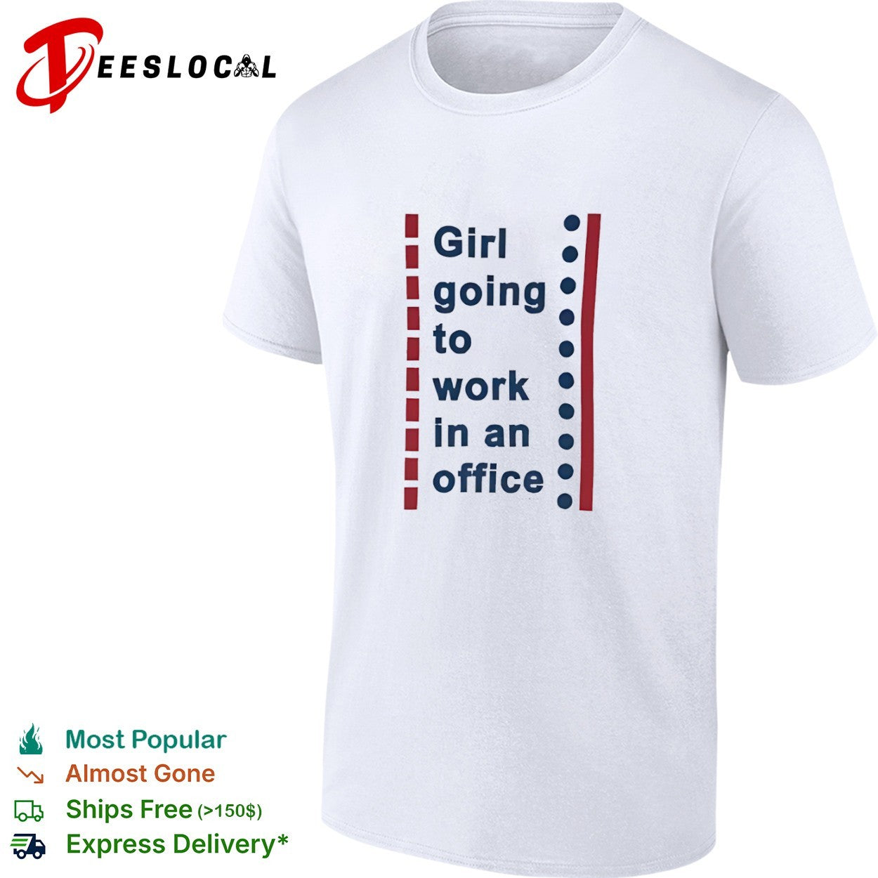 Girl going to work in an office lines shirt