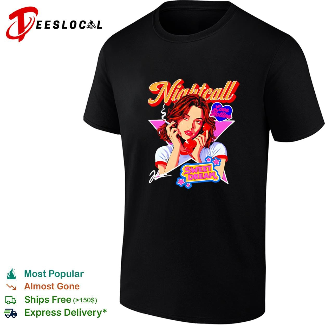 Girl nightcall love hotline sweet dream smoking shirt