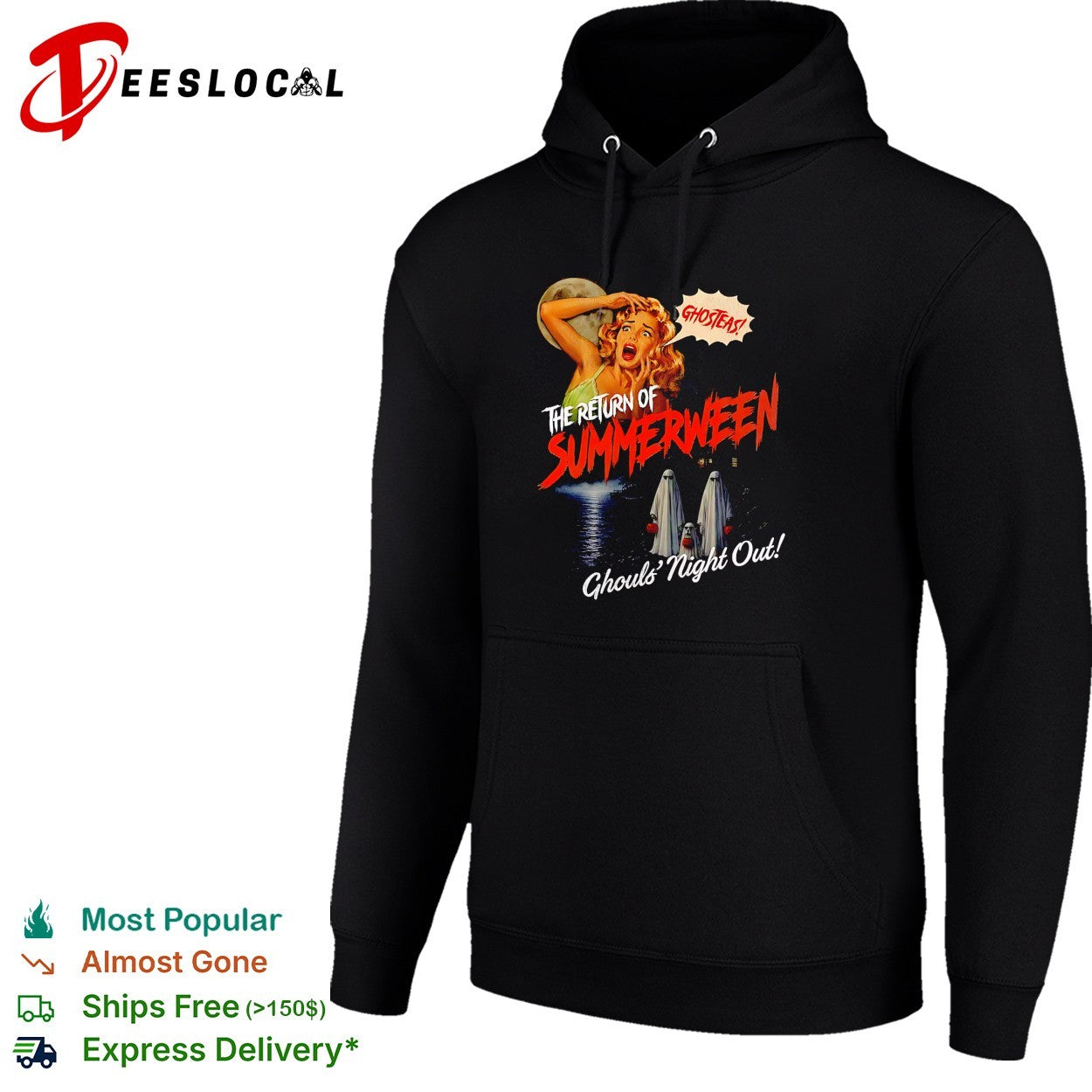Glam ghost posing return of Summerween ghouls night out shirt