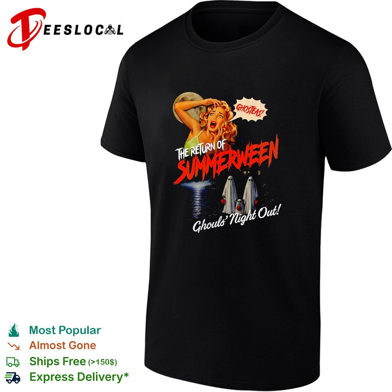 Glam ghost posing return of Summerween ghouls night out shirt